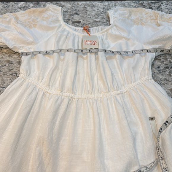 Knox Rose | Boho Embroidered Floral Puff Sleeve Dress in White Size XXL - Picture 6 of 13